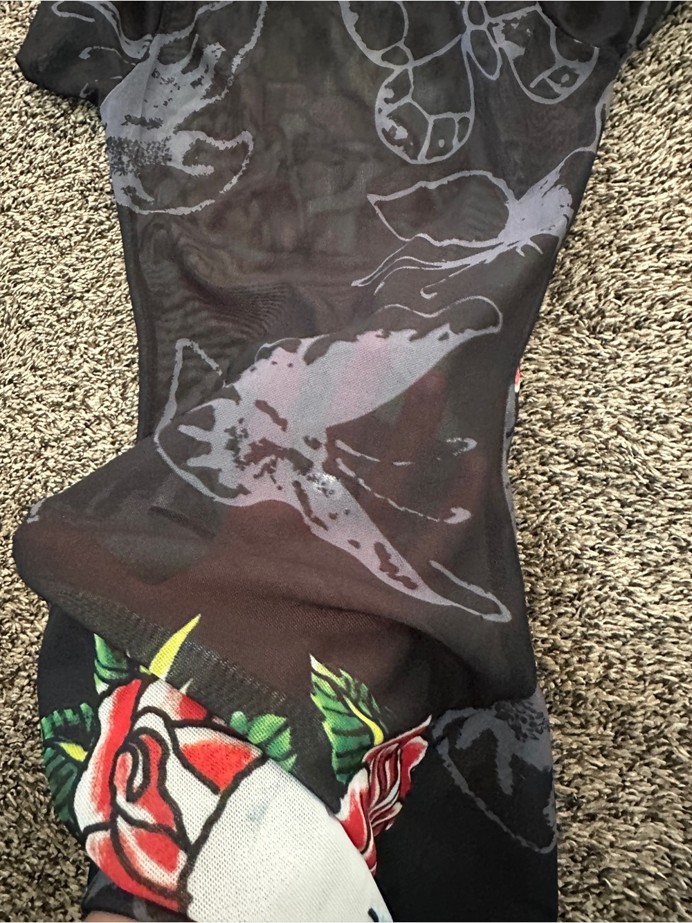 Ed Hardy Black Swim Coverup with Red Rose Graphic - Picture 3 of 4